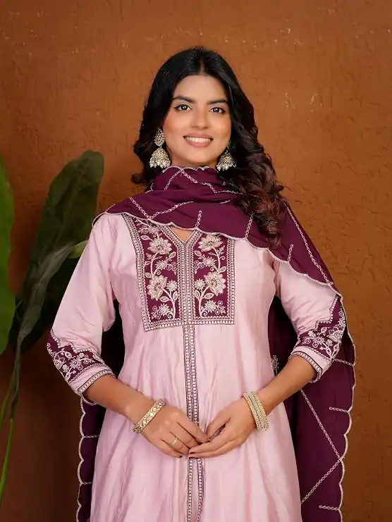 DIVA 152 Pink Color Roman Silk Salwar Suit with Embroidery Work. Available at ₹2399 only. Delivery 4-6 Working Days. Shop now. | Jump Suits, Salwar suit, Casual Suits, Creative suits, Designer Suits, Palazzo Suits, Party Wear Suits, Patiala Suits, Straight Suits