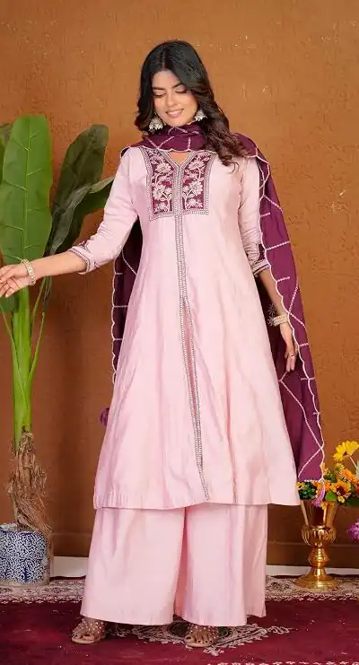 DIVA 152 Pink Color Roman Silk Salwar Suit with Embroidery Work. Available at ₹2399 only. Delivery 4-6 Working Days. Shop now. | Jump Suits, Salwar suit, Casual Suits, Creative suits, Designer Suits, Palazzo Suits, Party Wear Suits, Patiala Suits, Straight Suits