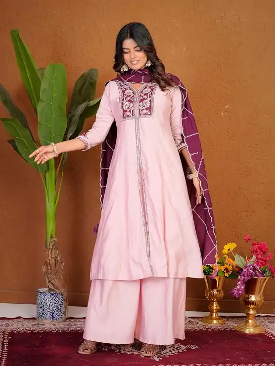 DIVA 152 Pink Color Roman Silk Salwar Suit with Embroidery Work. Available at ₹2399 only. Delivery 4-6 Working Days. Shop now. | Jump Suits, Salwar suit, Casual Suits, Creative suits, Designer Suits, Palazzo Suits, Party Wear Suits, Patiala Suits, Straight Suits