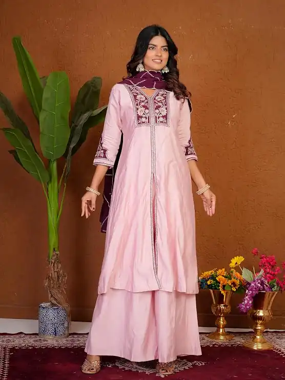 DIVA 152 Pink Color Roman Silk Salwar Suit with Embroidery Work. Available at ₹2399 only. Delivery 4-6 Working Days. Shop now. | Jump Suits, Salwar suit, Casual Suits, Creative suits, Designer Suits, Palazzo Suits, Party Wear Suits, Patiala Suits, Straight Suits