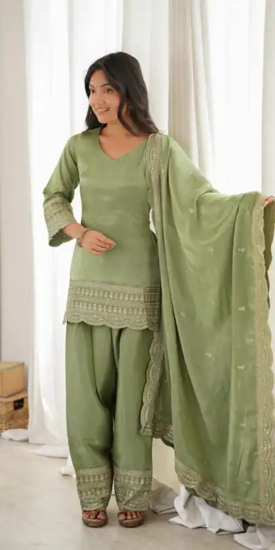 KB 304 Pista Color Roman Silk Salwar Suit with Embroidery Work. Available at ₹1999 only. Delivery 4-6 Working Days. Shop now. | Jump Suits, Salwar suit, Casual Suits, Creative suits, Designer Suits, Palazzo Suits, Party Wear Suits, Patiala Suits, Straight Suits