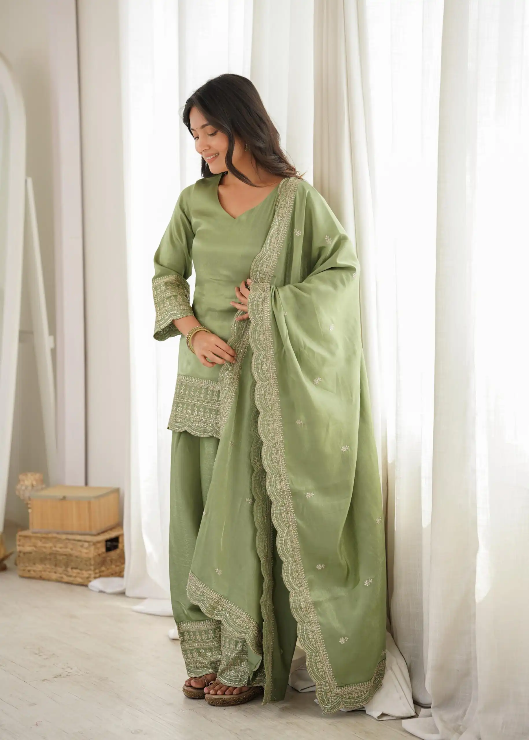 KB 304 Pista Color Roman Silk Salwar Suit with Embroidery Work. Available at ₹1999 only. Delivery 4-6 Working Days. Shop now. | Jump Suits, Salwar suit, Casual Suits, Creative suits, Designer Suits, Palazzo Suits, Party Wear Suits, Patiala Suits, Straight Suits