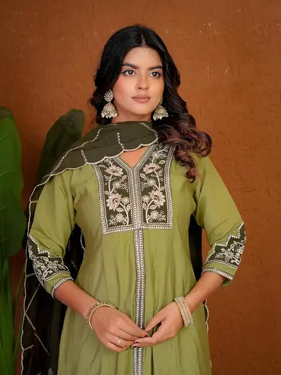 DIVA 152 Pista Color Roman Silk Salwar Suit with Embroidery Work. Available at ₹2399 only. Delivery 4-6 Working Days. Shop now. | Jump Suits, Salwar suit, Casual Suits, Creative suits, Designer Suits, Palazzo Suits, Party Wear Suits, Patiala Suits, Straight Suits