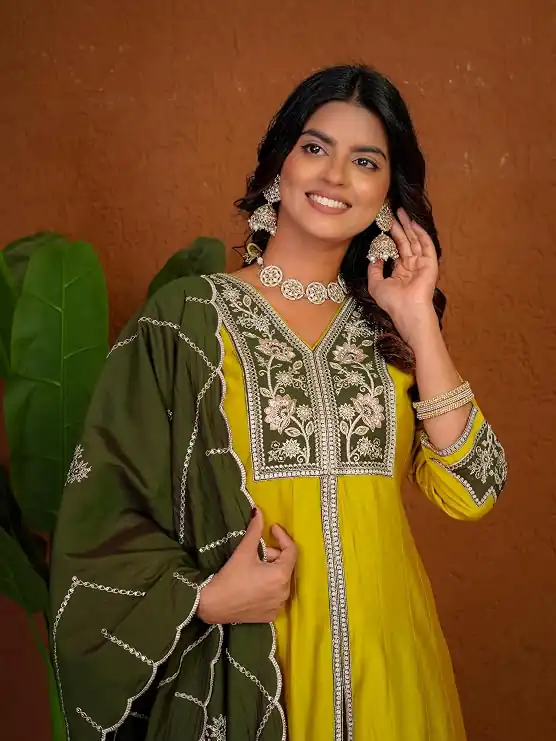 DIVA 152 Yellow Color Roman Silk Salwar Suit with Embroidery Work. Available at ₹2399 only. Delivery 4-6 Working Days. Shop now. | Jump Suits, Salwar suit, Casual Suits, Creative suits, Designer Suits, Palazzo Suits, Party Wear Suits, Patiala Suits, Straight Suits