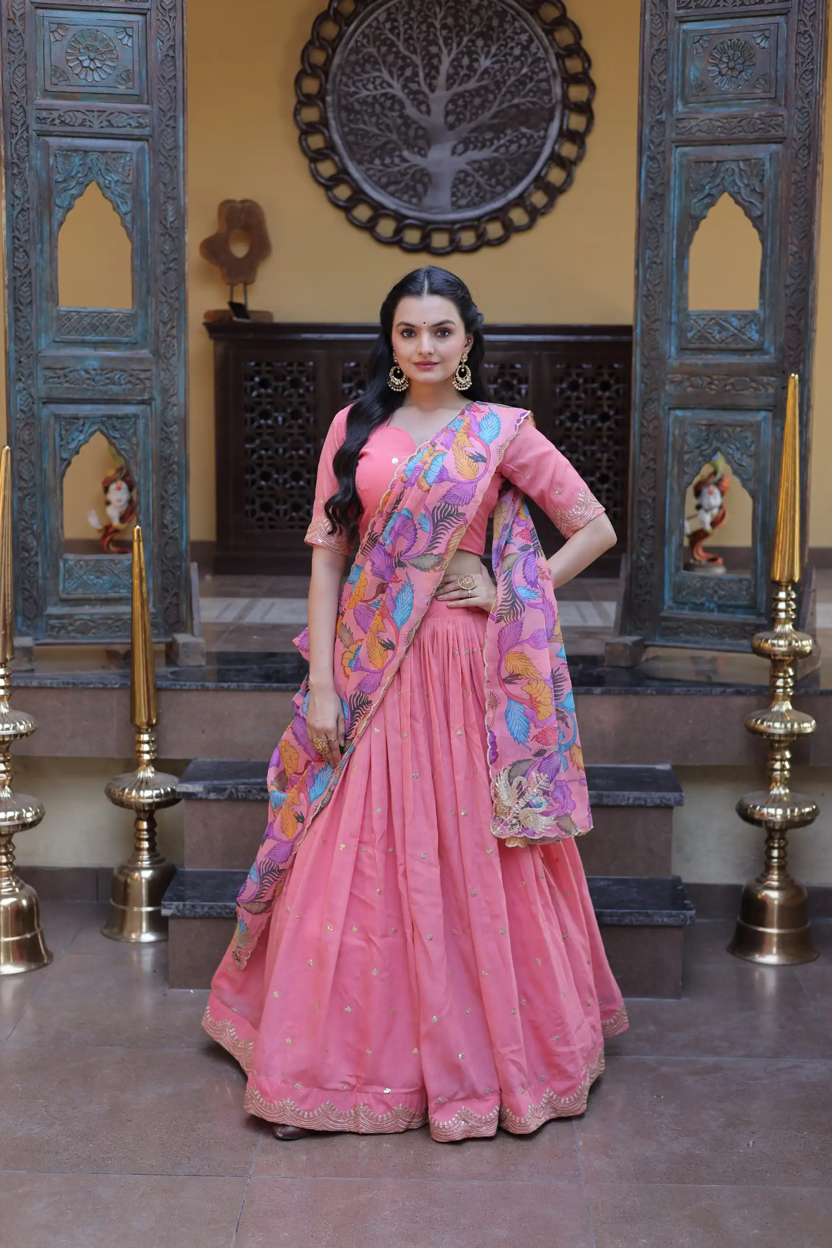 KA 5069 Peach Cosmos Silk Lehenga Choli with Zari & Embroidery Work. Introductory Price ₹2499. Delivery 4-6 Working Days. Shop now. | Lehenga, Bollywood Lehenga, Creative Lehenga, Designer Lehenga, Embroidered Lehenga, Party Wear Lehenga