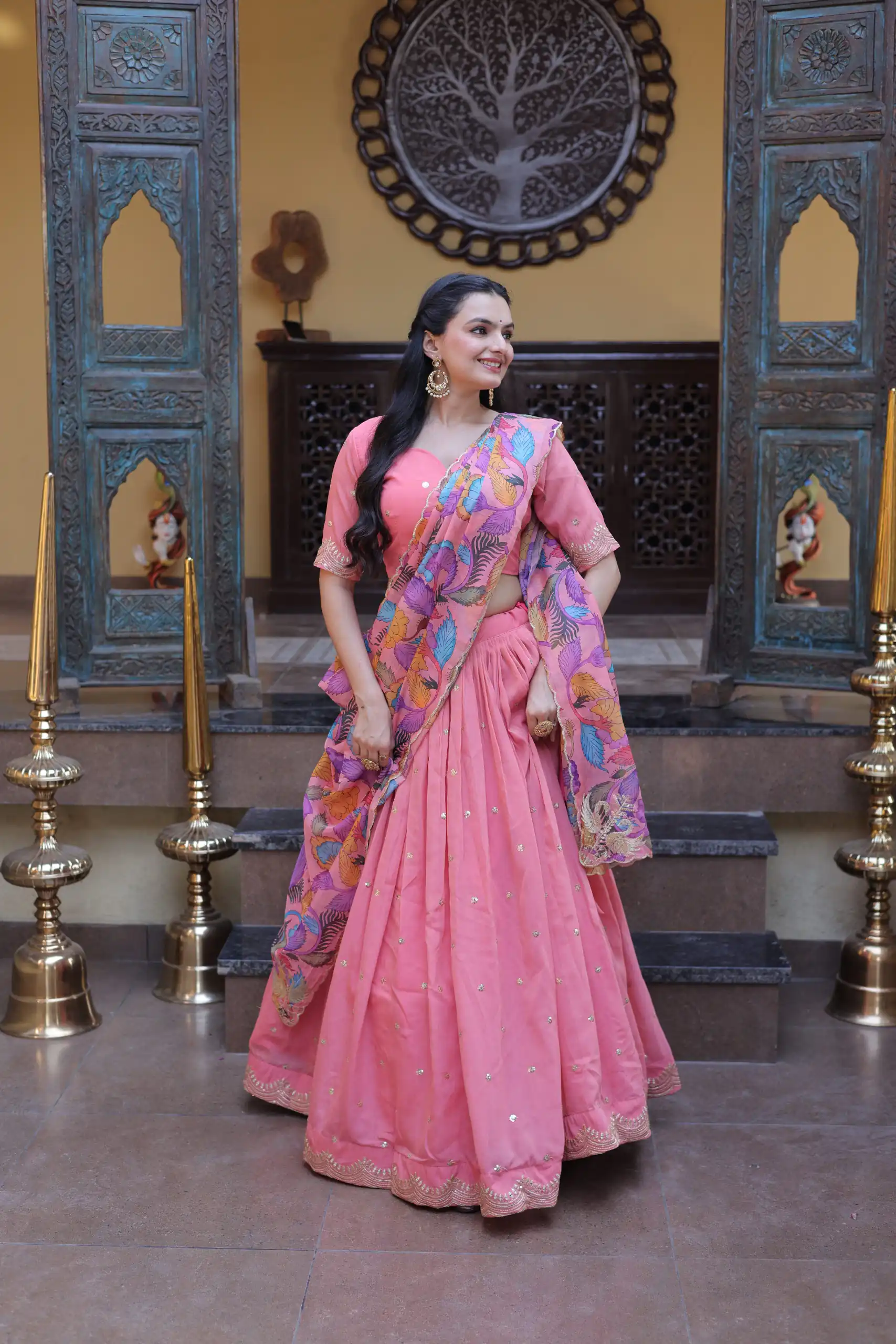 KA 5069 Peach Cosmos Silk Lehenga Choli with Zari & Embroidery Work. Introductory Price ₹2499. Delivery 4-6 Working Days. Shop now. | Lehenga, Bollywood Lehenga, Creative Lehenga, Designer Lehenga, Embroidered Lehenga, Party Wear Lehenga