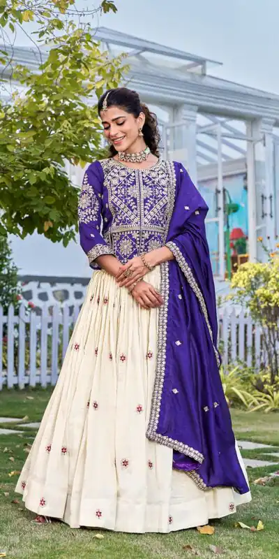 Ram 173 Navy Blue in Color Vichitra Silk Embroidery Work Lehenga Choli . Now at just ₹2549. Delivery 4-6 Working Days. Shop now. | Lehenga, Bollywood Lehenga, Creative Lehenga, Designer Lehenga, Embroidered Lehenga, Party Wear Lehenga