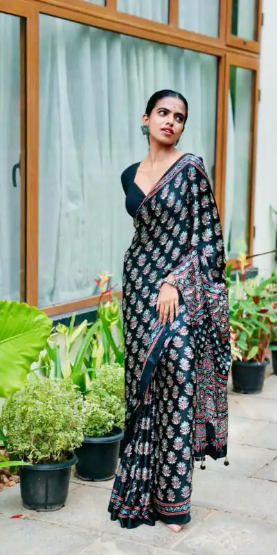 NC 5603 Black Color Satin Crap Saree with Mirror Work. Introductory Price ₹1799. Delivery Online 4-6 Working Days. Shop now. | Designer Sarees, Modern Digital sarees, Sarees, Bollywood Sarees, Creative Sarees, Embroidered Sarees, Ethnic Saree, Party Wear Sarees