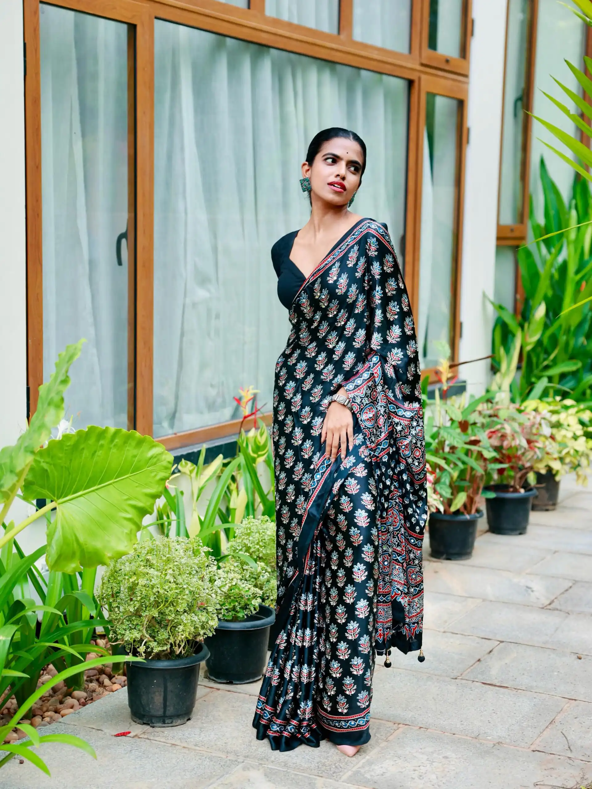 NC 5603 Black Color Satin Crap Saree with Mirror Work. Introductory Price ₹1799. Delivery Online 4-6 Working Days. Shop now. | Designer Sarees, Modern Digital sarees, Sarees, Bollywood Sarees, Creative Sarees, Embroidered Sarees, Ethnic Saree, Party Wear Sarees