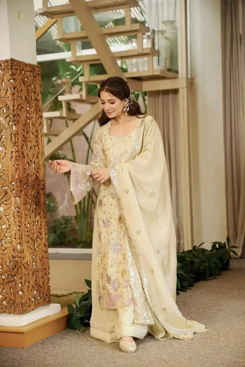 RTC 6030 Cream Vichitra Silk Salwar Suit with Embroidery Work. Wedding, Party, Festive, Events, Grab it for ₹2649. Delivery 4-6 Working Days. Shop now. | Jump Suits, Salwar suit, Casual Suits, Creative suits, Designer Suits, Palazzo Suits, Party Wear Suits, Patiala Suits, Straight Suits