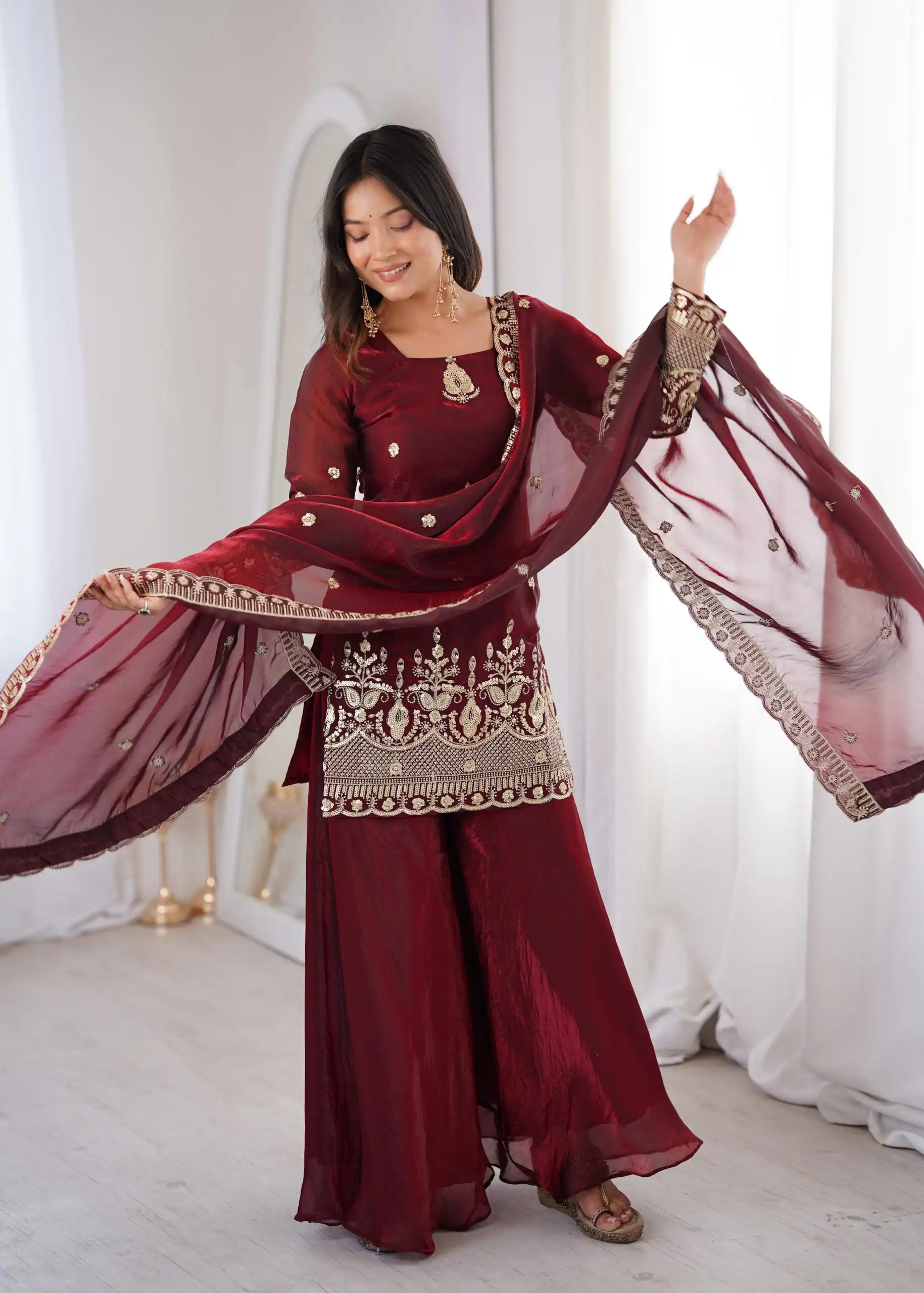 ZSR 3168 Maroon Color Fendy Silk With Embroidery Work Salwar Suit. Get it for ₹2149. Delivery 4-6 Working Days. Online Shop now. | Jump Suits, Salwar suit, Casual Suits, Creative suits, Designer Suits, Palazzo Suits, Party Wear Suits, Patiala Suits, Straight Suits