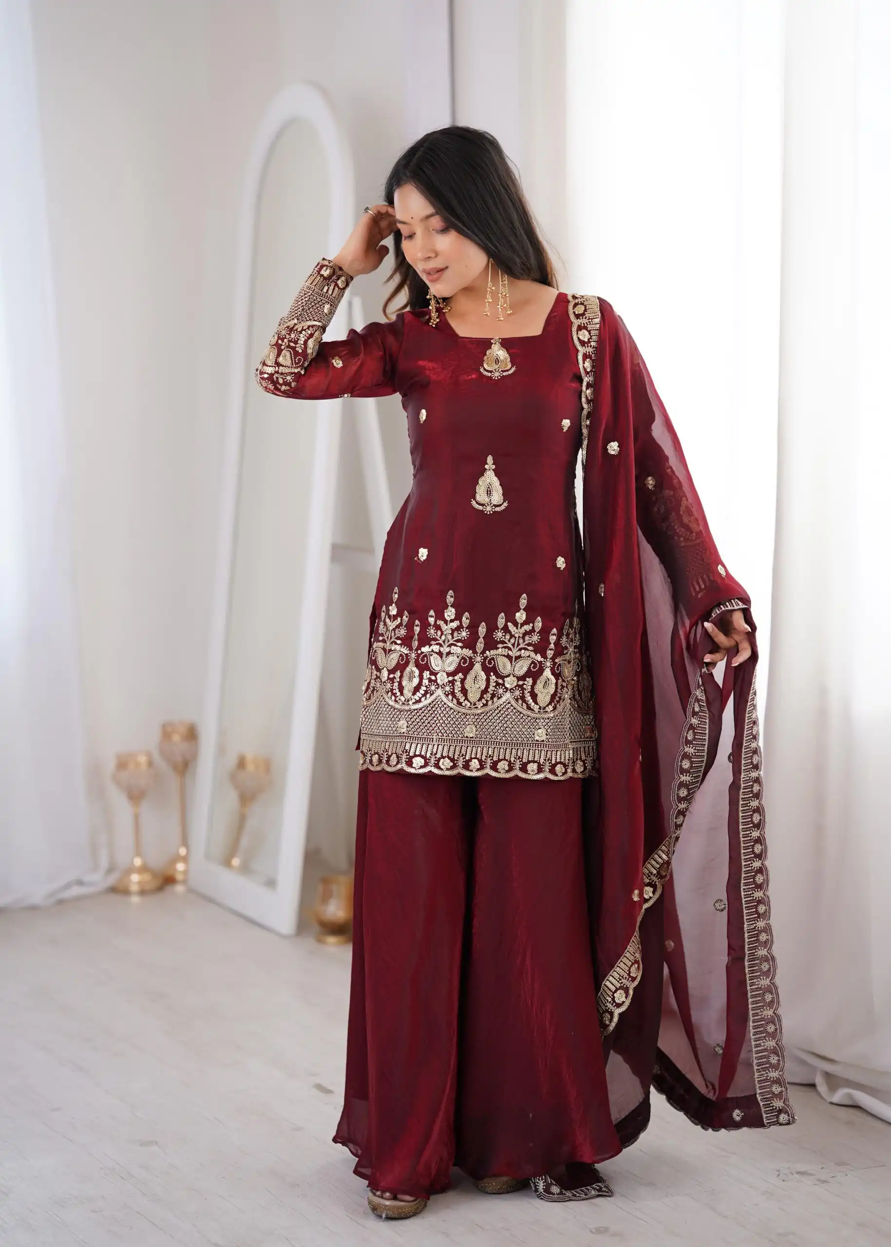 ZSR 3168 Maroon Color Fendy Silk With Embroidery Work Salwar Suit. Get it for ₹2149. Delivery 4-6 Working Days. Online Shop now. | Jump Suits, Salwar suit, Casual Suits, Creative suits, Designer Suits, Palazzo Suits, Party Wear Suits, Patiala Suits, Straight Suits