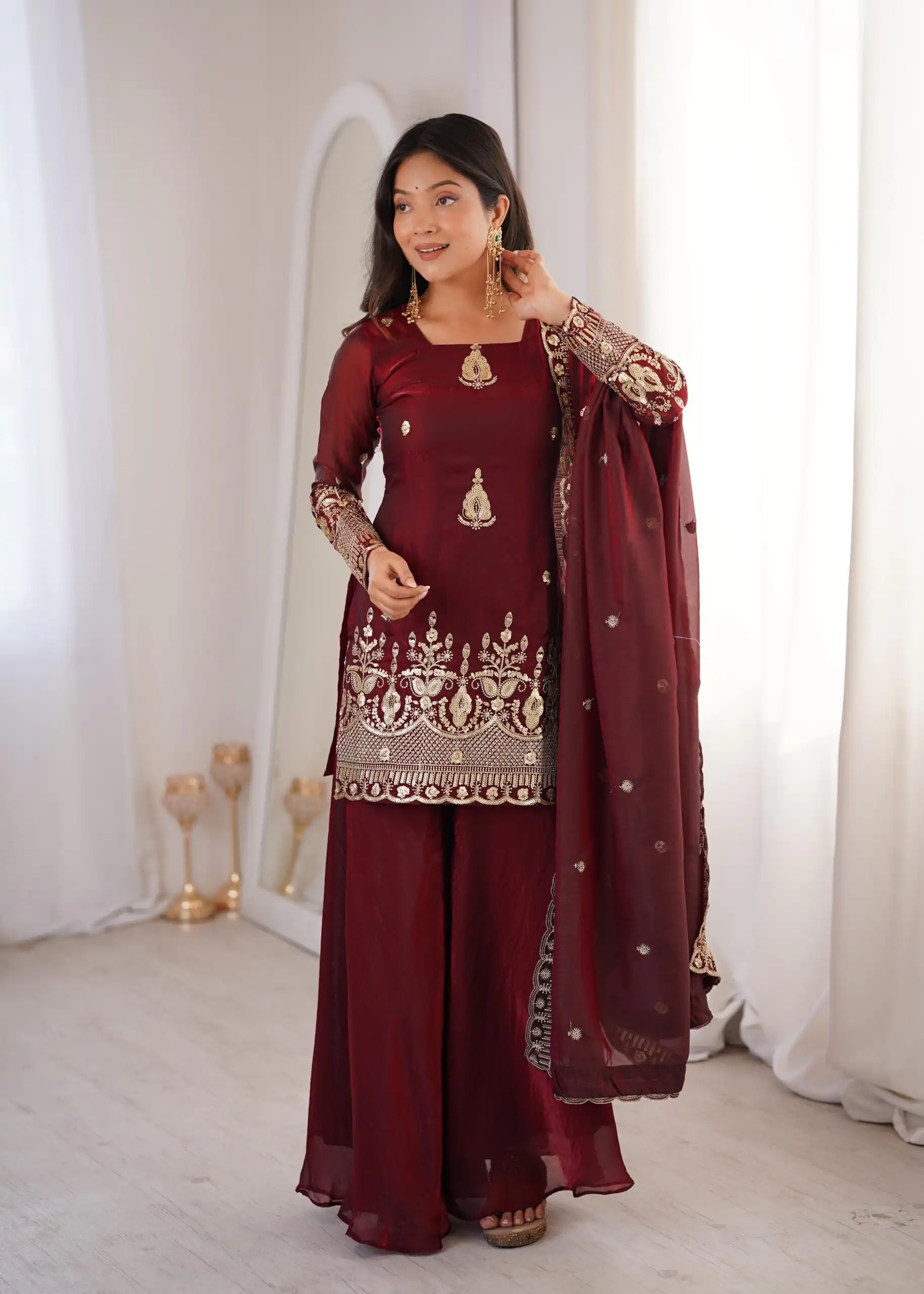 ZSR 3168 Maroon Color Fendy Silk With Embroidery Work Salwar Suit. Get it for ₹2149. Delivery 4-6 Working Days. Online Shop now. | Jump Suits, Salwar suit, Casual Suits, Creative suits, Designer Suits, Palazzo Suits, Party Wear Suits, Patiala Suits, Straight Suits