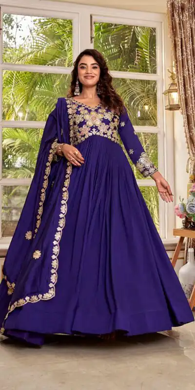 Ram 176 Purple Vichitra Silk Gown Perfect for Wedding, Party, Holi, Anniversary, Mehendi –. Grab it for ₹2049. Delivery 4-6 Working Days. Shop now. | Gowns, Bollywood Gowns, Creative Gowns, Designer Gowns, Embroidered Gowns, Party Wear Gowns