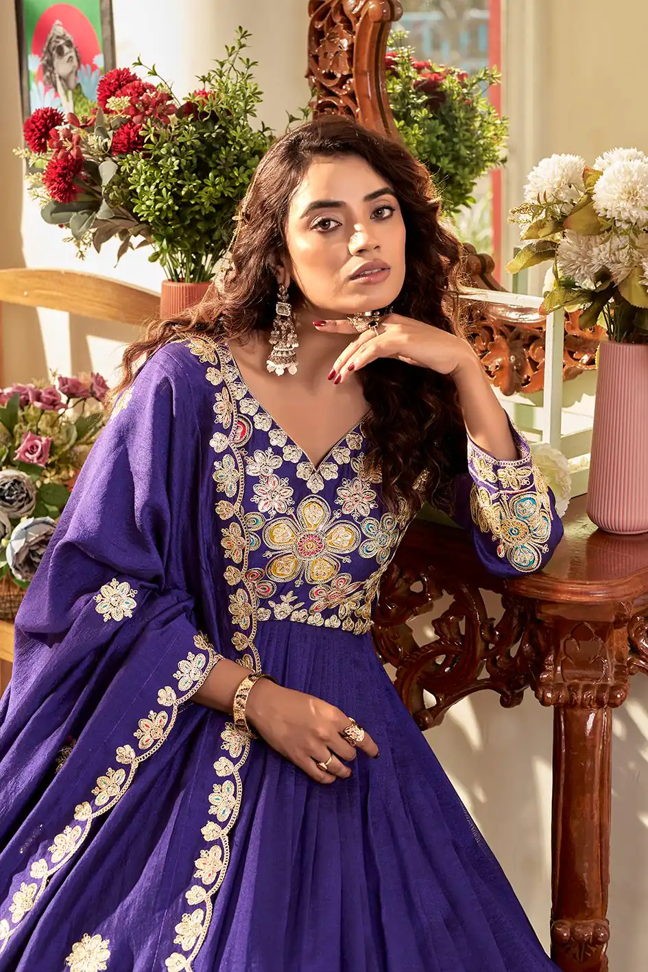 Ram 176 Purple Vichitra Silk Gown Perfect for Wedding, Party, Holi, Anniversary, Mehendi –. Grab it for ₹2049. Delivery 4-6 Working Days. Shop now. | Gowns, Bollywood Gowns, Creative Gowns, Designer Gowns, Embroidered Gowns, Party Wear Gowns