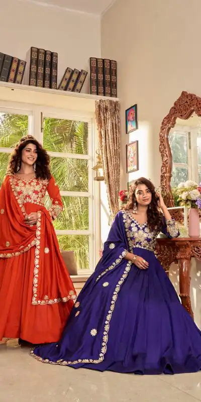 Ram 176 Purple Vichitra Silk Gown Perfect for Wedding, Party, Holi, Anniversary, Mehendi –. Grab it for ₹2049. Delivery 4-6 Working Days. Shop now. | Gowns, Bollywood Gowns, Creative Gowns, Designer Gowns, Embroidered Gowns, Party Wear Gowns