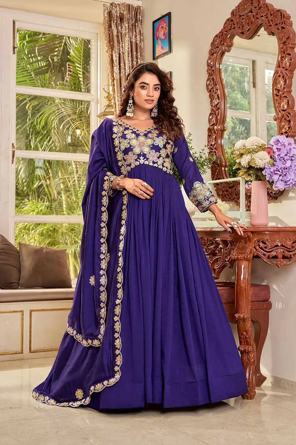 Ram 176 Purple Vichitra Silk Gown Perfect for Wedding, Party, Holi, Anniversary, Mehendi –. Grab it for ₹2049. Delivery 4-6 Working Days. Shop now. | Gowns, Bollywood Gowns, Creative Gowns, Designer Gowns, Embroidered Gowns, Party Wear Gowns
