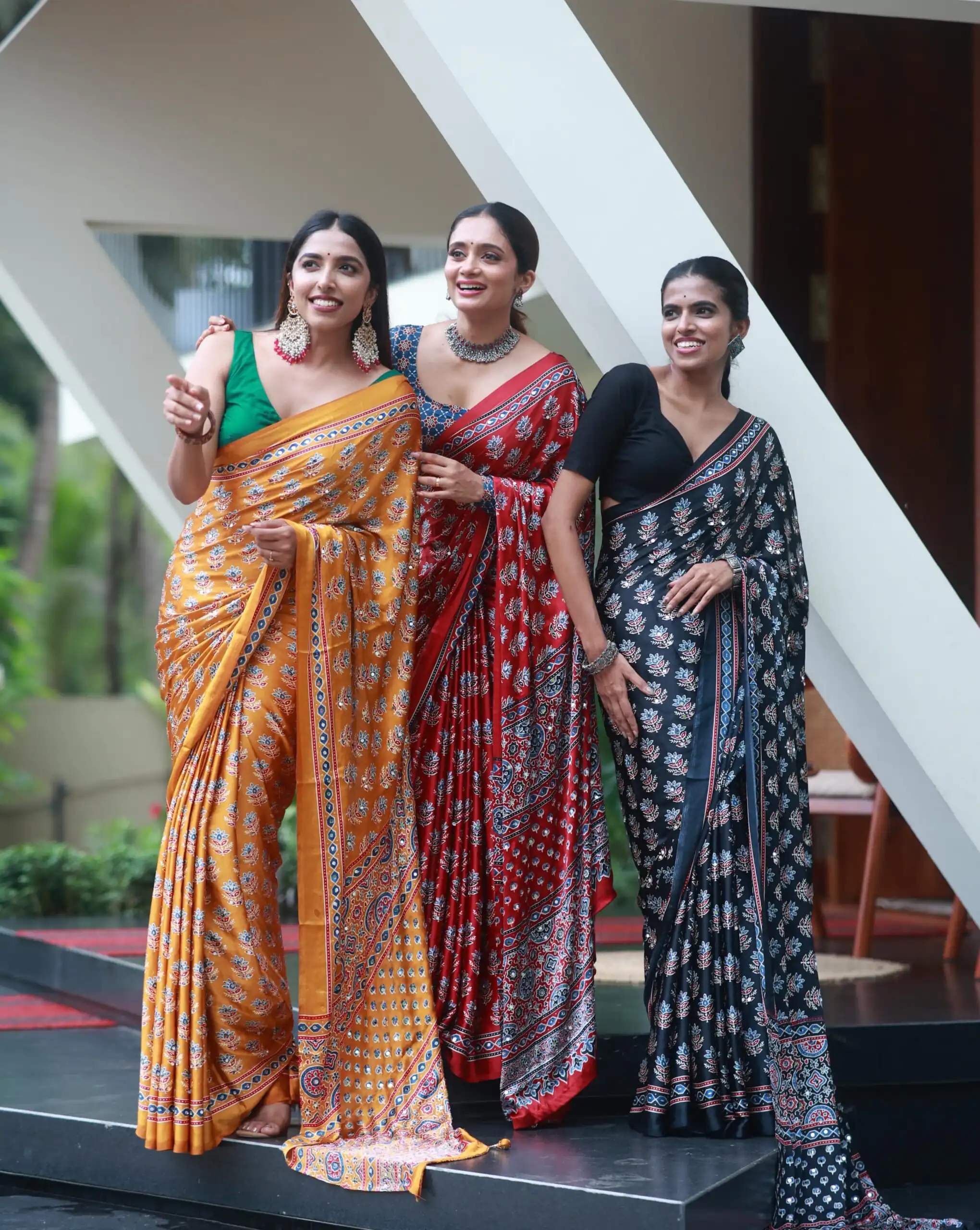 NC 5603 Red Color Satin Crap Saree with Mirror Work. Introductory Price ₹1799. Delivery Online 4-6 Working Days. Shop now. | Designer Sarees, Modern Digital sarees, Sarees, Bollywood Sarees, Creative Sarees, Embroidered Sarees, Ethnic Saree, Party Wear Sarees