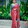 NC 5603 Red Color Satin Crap Saree with Mirror Work. Introductory Price ₹1799. Delivery Online 4-6 Working Days. Shop now. | Designer Sarees, Modern Digital sarees, Sarees, Bollywood Sarees, Creative Sarees, Embroidered Sarees, Ethnic Saree, Party Wear Sarees