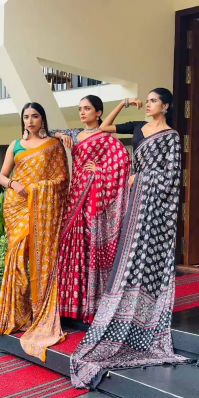 NC 5603 Red Color Satin Crap Saree with Mirror Work. Introductory Price ₹1799. Delivery Online 4-6 Working Days. Shop now. | Designer Sarees, Modern Digital sarees, Sarees, Bollywood Sarees, Creative Sarees, Embroidered Sarees, Ethnic Saree, Party Wear Sarees