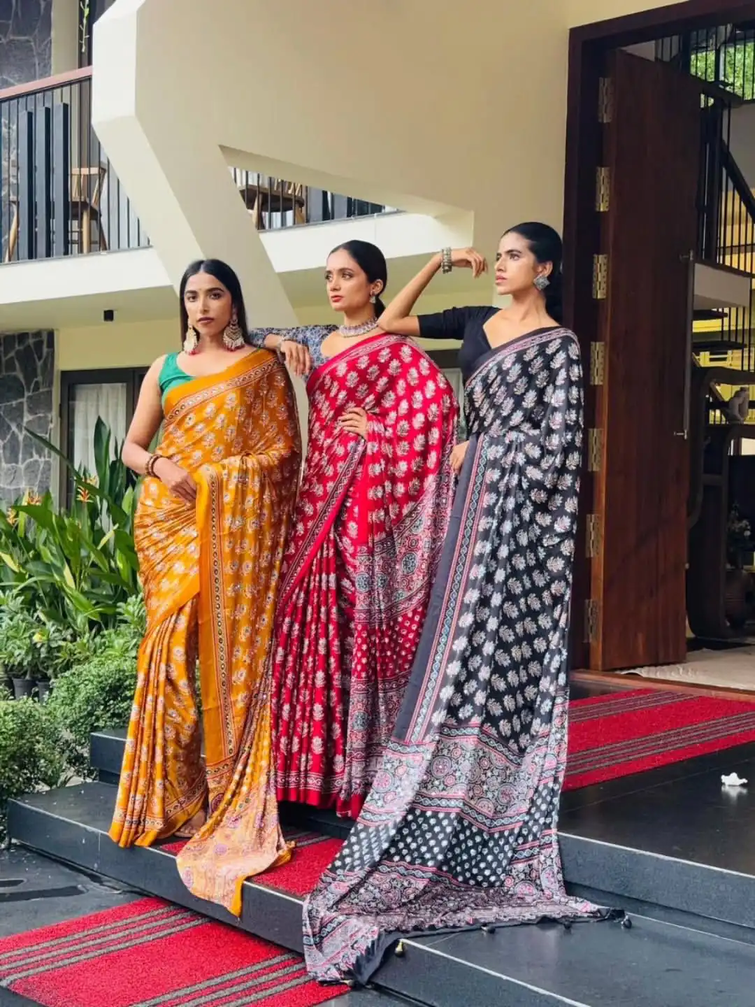 NC 5603 Red Color Satin Crap Saree with Mirror Work. Introductory Price ₹1799. Delivery Online 4-6 Working Days. Shop now. | Designer Sarees, Modern Digital sarees, Sarees, Bollywood Sarees, Creative Sarees, Embroidered Sarees, Ethnic Saree, Party Wear Sarees