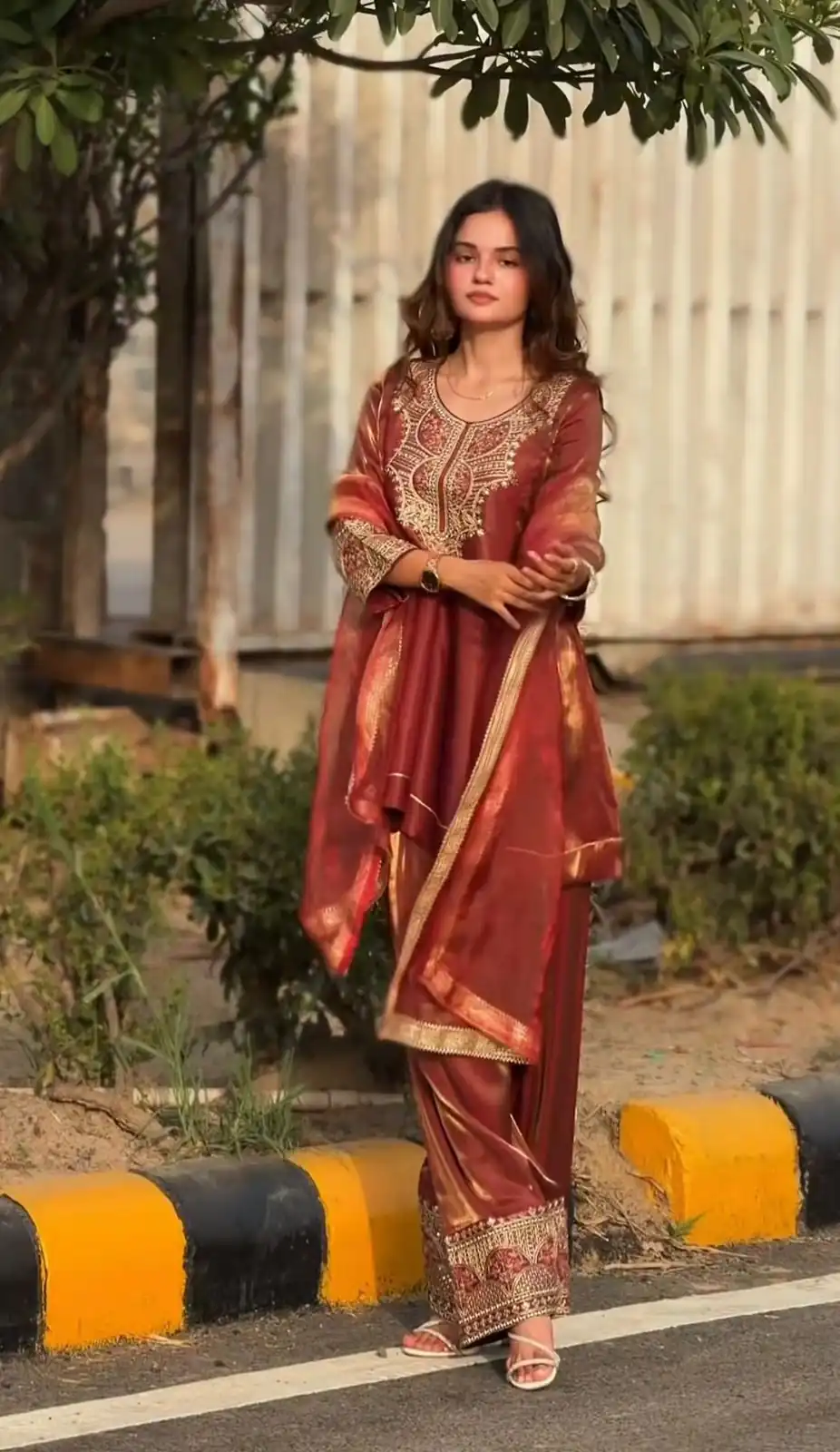 NF 1285 Rust Fandy Silk Salwar Suit with Lace Work & Embroidery Work. Introductory Price ₹2149. Delivery 4-6 Working Days. Shop now. | Jump Suits, Salwar suit, Casual Suits, Creative suits, Designer Suits, Palazzo Suits, Party Wear Suits, Patiala Suits, Straight Suits