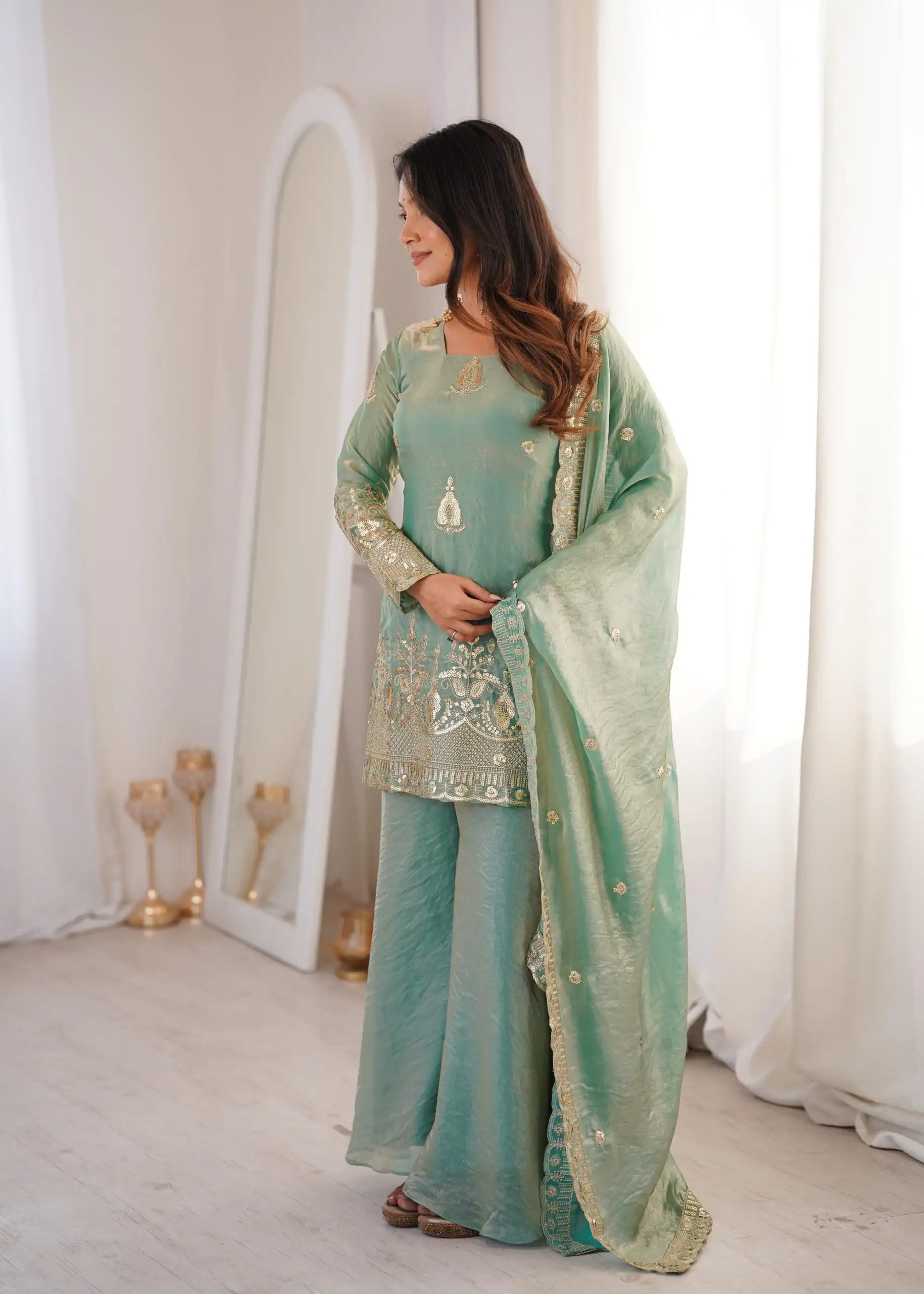 ZSR 3168 Sea Green Color Fendy Silk With Embroidery Work Salwar Suit. Get it for ₹2149. Delivery 4-6 Working Days. Online Shop now. | Jump Suits, Salwar suit, Casual Suits, Creative suits, Designer Suits, Palazzo Suits, Party Wear Suits, Patiala Suits, Straight Suits