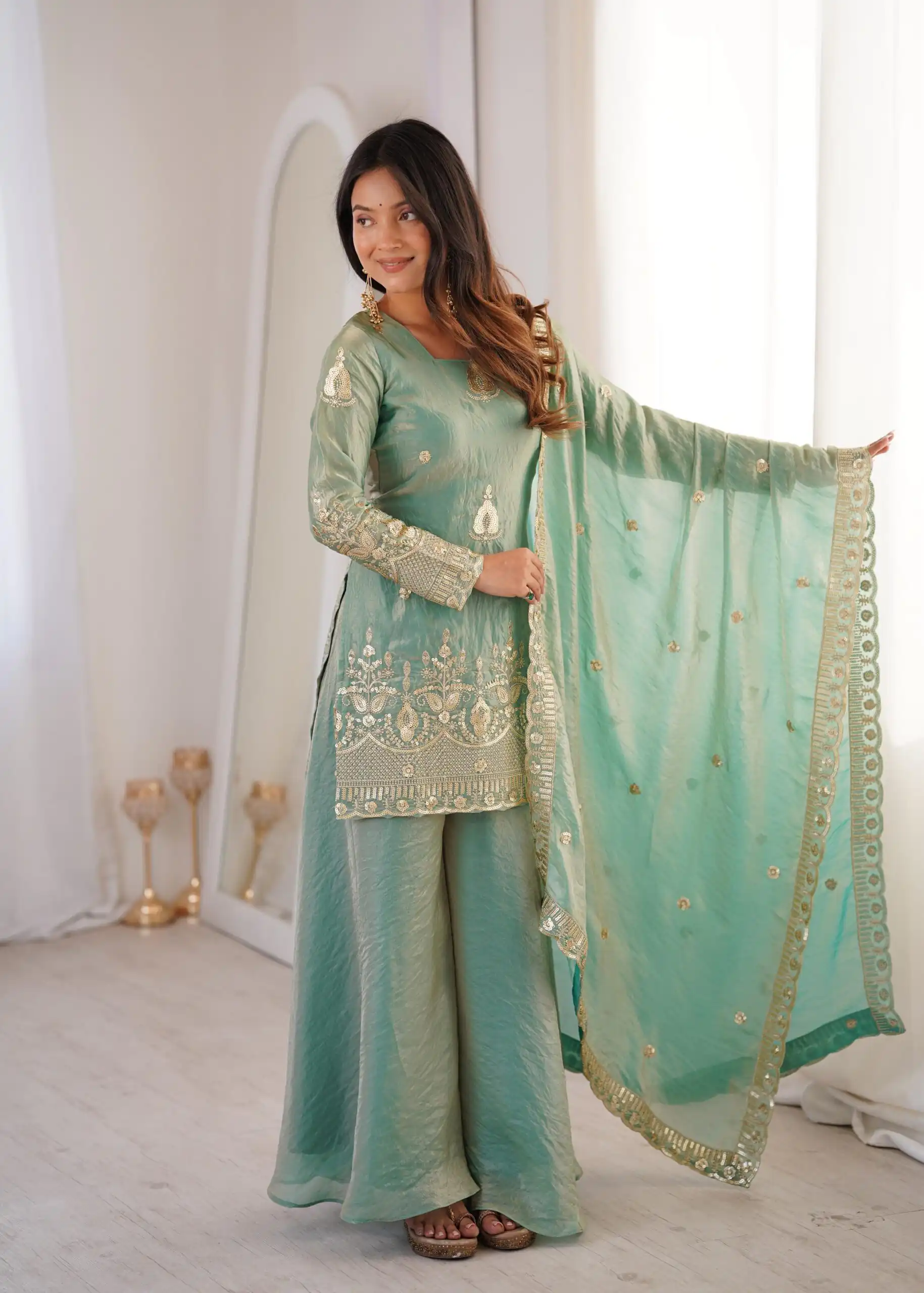 ZSR 3168 Sea Green Color Fendy Silk With Embroidery Work Salwar Suit. Get it for ₹2149. Delivery 4-6 Working Days. Online Shop now. | Jump Suits, Salwar suit, Casual Suits, Creative suits, Designer Suits, Palazzo Suits, Party Wear Suits, Patiala Suits, Straight Suits