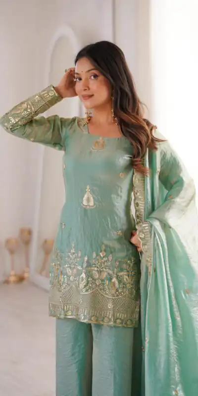 ZSR 3168 Sea Green Color Fendy Silk With Embroidery Work Salwar Suit. Get it for ₹2149. Delivery 4-6 Working Days. Online Shop now. | Jump Suits, Salwar suit, Casual Suits, Creative suits, Designer Suits, Palazzo Suits, Party Wear Suits, Patiala Suits, Straight Suits