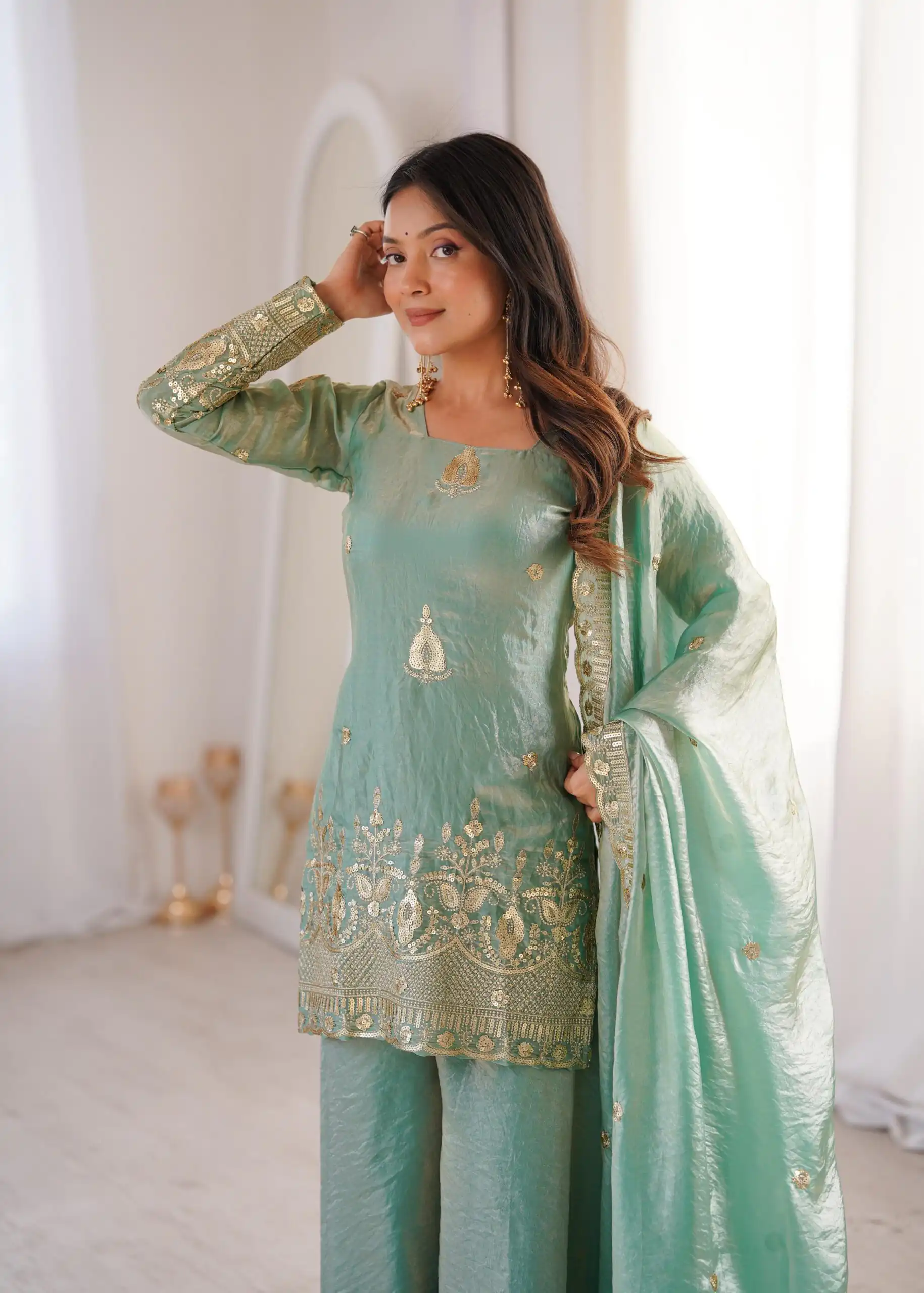ZSR 3168 Sea Green Color Fendy Silk With Embroidery Work Salwar Suit. Get it for ₹2149. Delivery 4-6 Working Days. Online Shop now. | Jump Suits, Salwar suit, Casual Suits, Creative suits, Designer Suits, Palazzo Suits, Party Wear Suits, Patiala Suits, Straight Suits