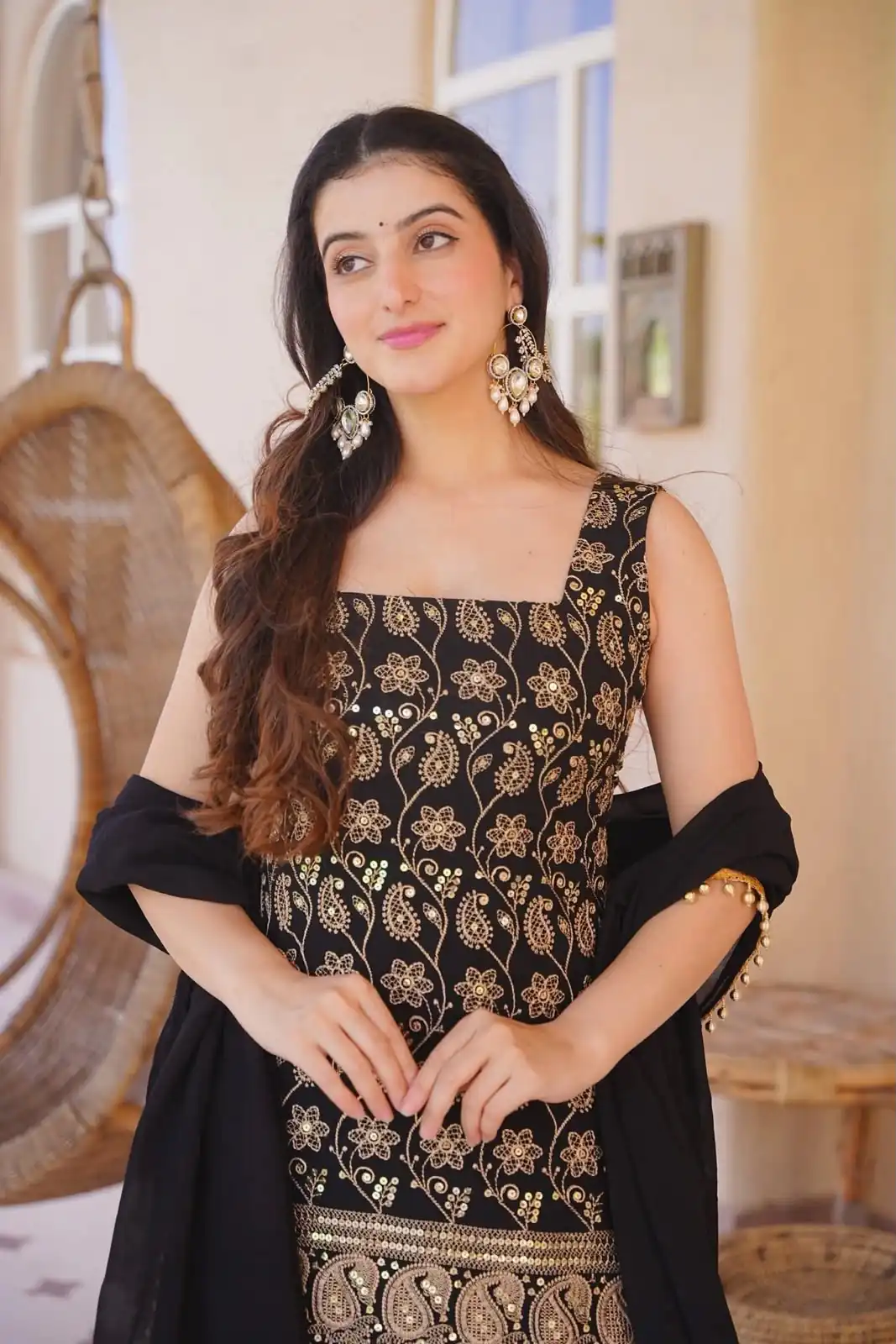 MD 3093 Black Blooming Faux Georgette Salwar Suit Perfect for Wedding, Party, Makar Sankranti, Baby Shower, Traditional Day – . Special Price ₹2149. Deliv | Jump Suits, Salwar suit, Casual Suits, Creative suits, Designer Suits, Palazzo Suits, Party Wear Suits, Patiala Suits, Straight Suits