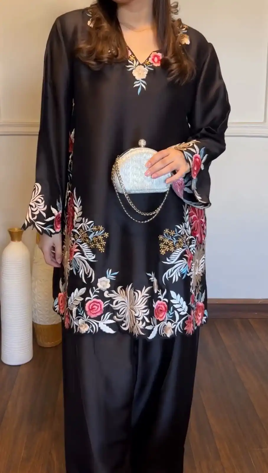 KD 1618 Black Rayon Satin Salwar Suit with Thread Embroidery. Affordable Price ₹1999. Delivery 4-6 Working Days. Shop now. | Jump Suits, Salwar suit, Casual Suits, Creative suits, Designer Suits, Palazzo Suits, Party Wear Suits, Patiala Suits, Straight Suits
