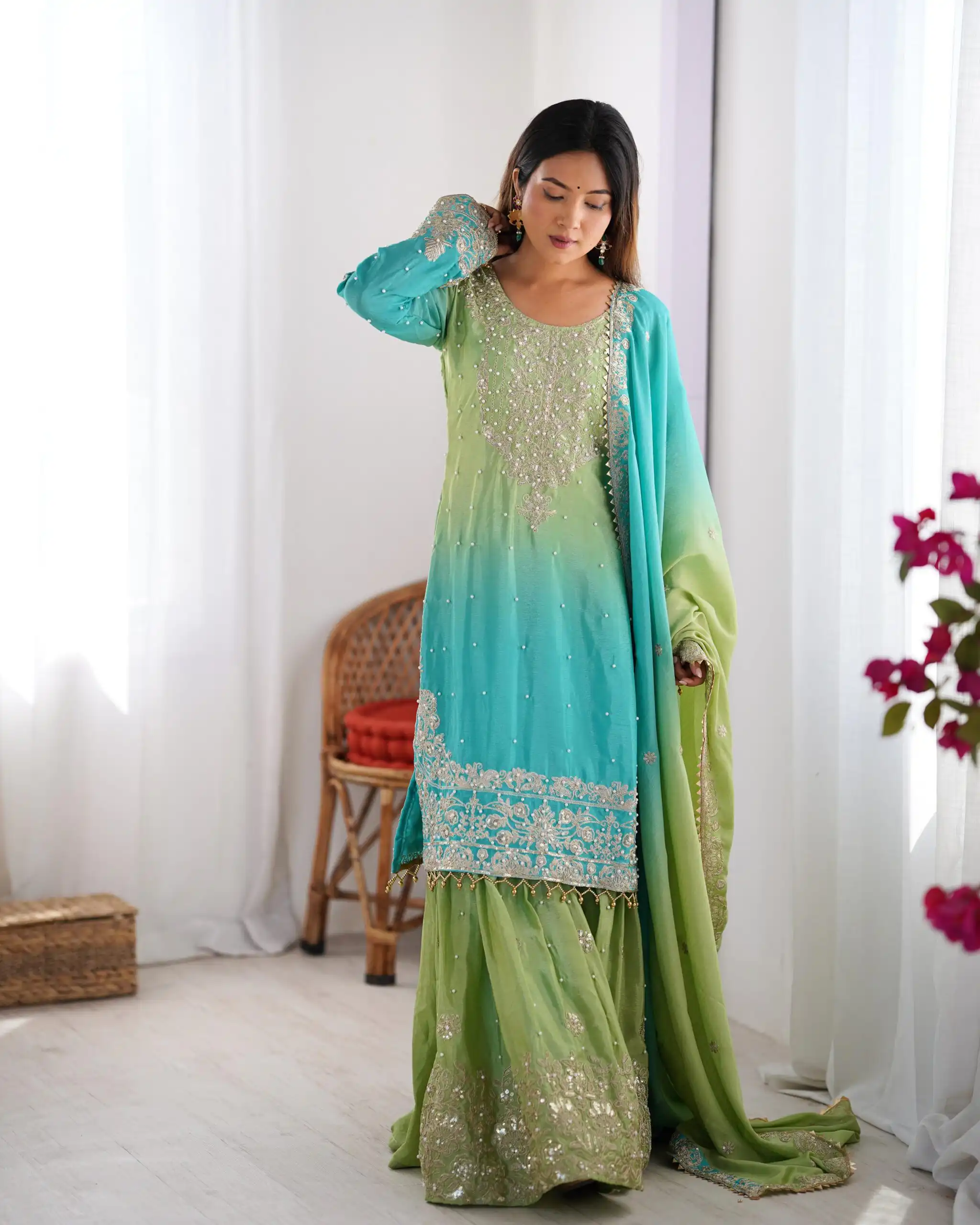 KD 1498 Green Color Chinon Silk Designer Work Salwar Suit in Get it for ₹2499. Delivery 4-6 Working Days. Online Shop now. | Jump Suits, Salwar suit, Casual Suits, Creative suits, Designer Suits, Palazzo Suits, Party Wear Suits, Patiala Suits, Straight Suits