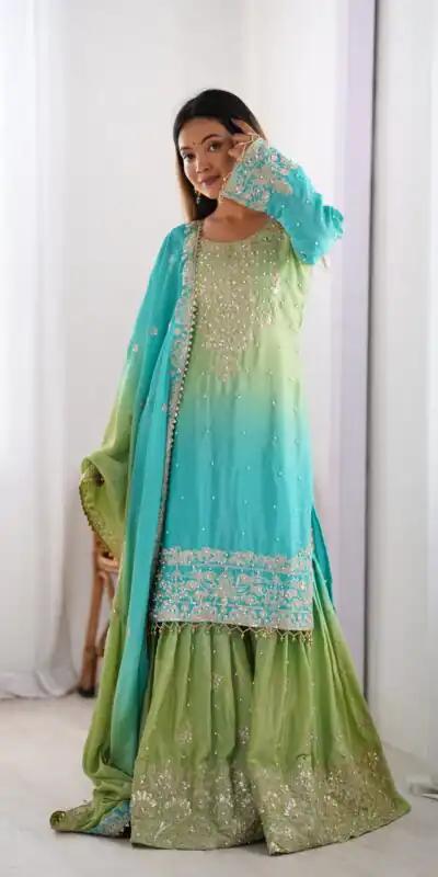 KD 1498 Green Color Chinon Silk Designer Work Salwar Suit in Get it for ₹2499. Delivery 4-6 Working Days. Online Shop now. | Jump Suits, Salwar suit, Casual Suits, Creative suits, Designer Suits, Palazzo Suits, Party Wear Suits, Patiala Suits, Straight Suits