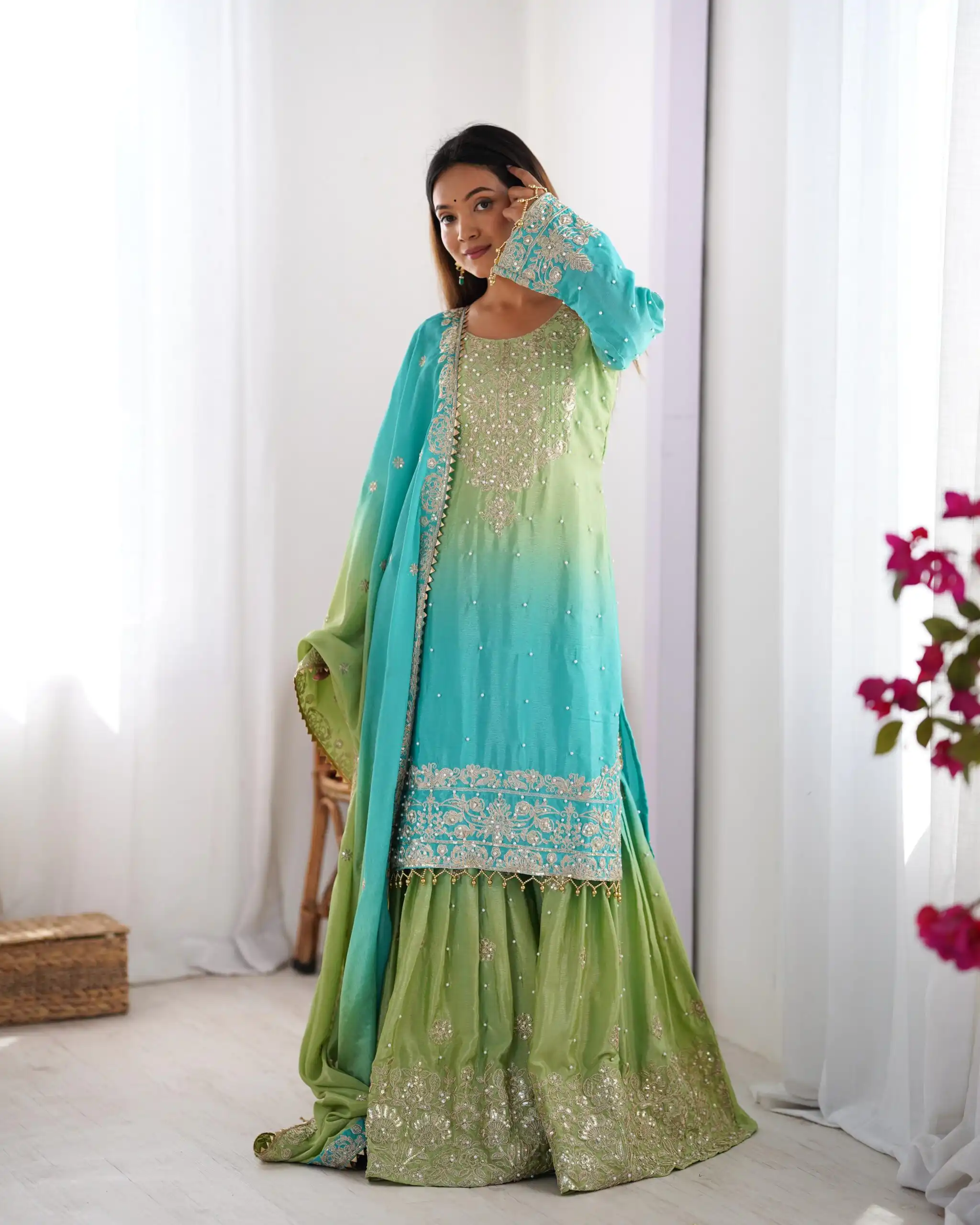 KD 1498 Green Color Chinon Silk Designer Work Salwar Suit in Get it for ₹2499. Delivery 4-6 Working Days. Online Shop now. | Jump Suits, Salwar suit, Casual Suits, Creative suits, Designer Suits, Palazzo Suits, Party Wear Suits, Patiala Suits, Straight Suits
