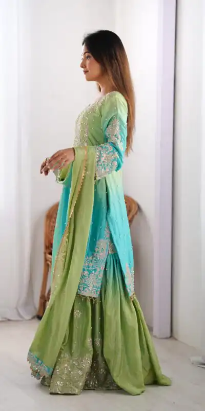 KD 1498 Green Color Chinon Silk Designer Work Salwar Suit in Get it for ₹2499. Delivery 4-6 Working Days. Online Shop now. | Jump Suits, Salwar suit, Casual Suits, Creative suits, Designer Suits, Palazzo Suits, Party Wear Suits, Patiala Suits, Straight Suits