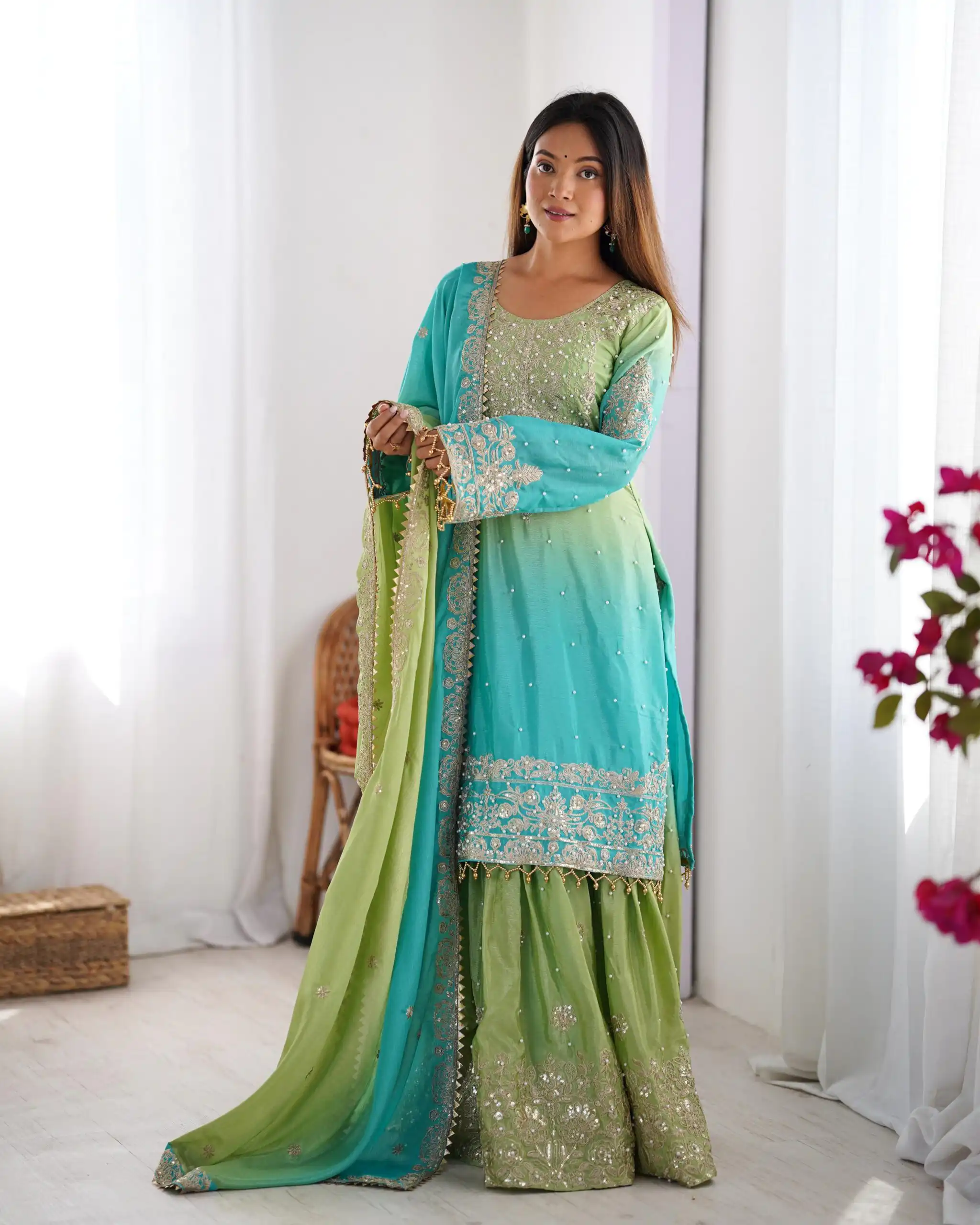 KD 1498 Green Color Chinon Silk Designer Work Salwar Suit in Get it for ₹2499. Delivery 4-6 Working Days. Online Shop now. | Jump Suits, Salwar suit, Casual Suits, Creative suits, Designer Suits, Palazzo Suits, Party Wear Suits, Patiala Suits, Straight Suits
