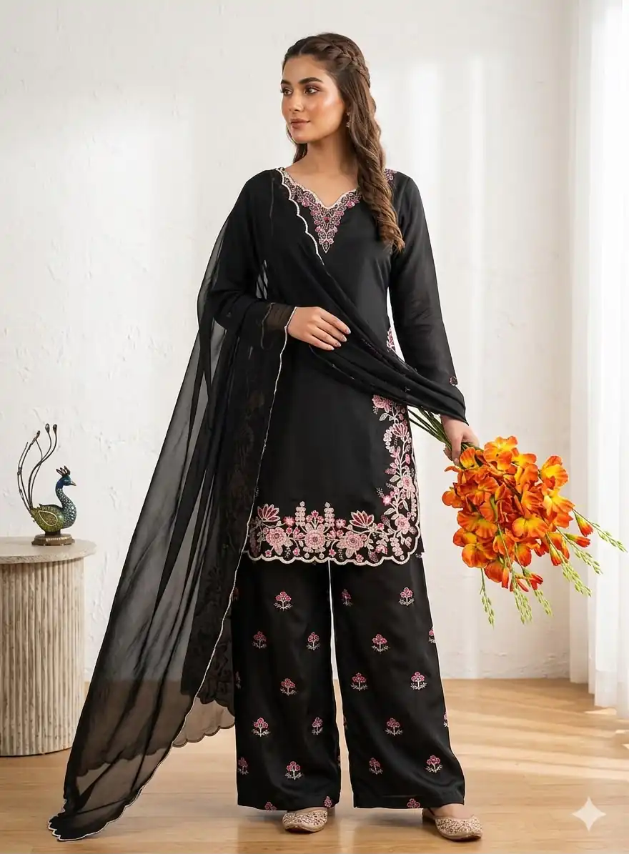 VLM 340 Black Franch Crape Salwar Suit Perfect for Wedding, Party, Sangeet, Makar Sankranti, Baby Shower . Grab it for ₹2099. Delivery 4-6 Working Days | Jump Suits, Salwar suit, Casual Suits, Creative suits, Designer Suits, Palazzo Suits, Party Wear Suits, Patiala Suits, Straight Suits