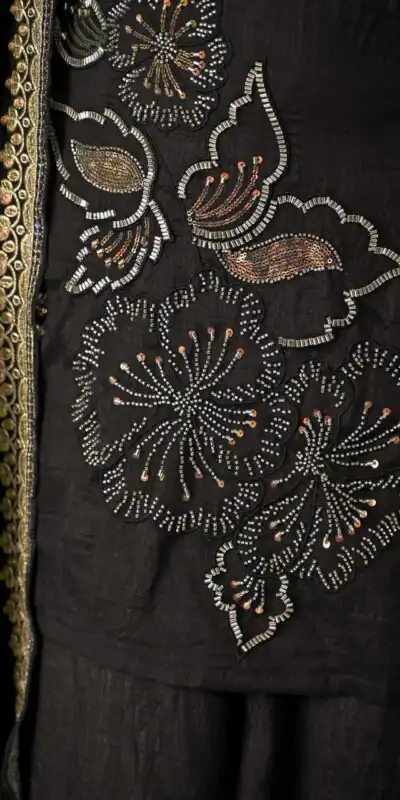 ND 5067 Black Vichitra Silk Salwar Suit with Embroidery Work. Wedding, Party, Festive, Events, Grab it for ₹2399. Delivery 4-6 Working Days. Shop now. | Jump Suits, Salwar suit, Casual Suits, Creative suits, Designer Suits, Palazzo Suits, Party Wear Suits, Patiala Suits, Straight Suits