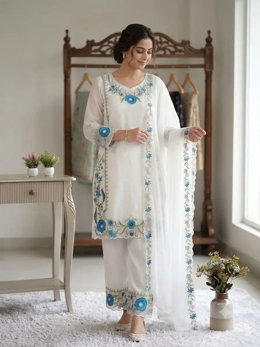 LG 2105 Blue Fox Georgette Salwar Suit With Embroidery Work. Affordable Price ₹2049. Delivery 4-6 Working Days. Shop now. | Jump Suits, Salwar suit, Casual Suits, Creative suits, Designer Suits, Palazzo Suits, Party Wear Suits, Patiala Suits, Straight Suits