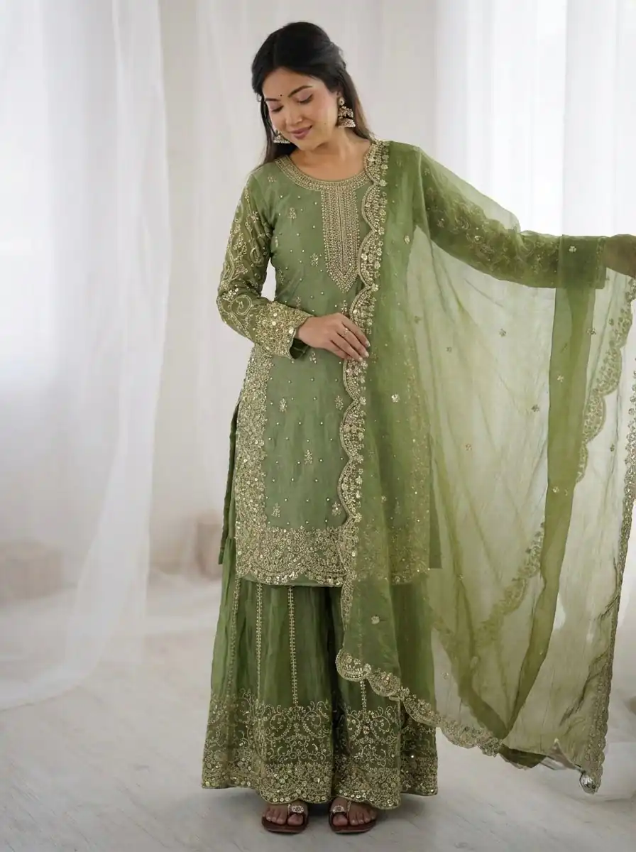 ZSR 3167 Green Fendy Silk Salwar Suitwith Embroidery Work & Lace Work. Now at just ₹2149. Delivery 4-6 Working Days. Shop now. | Jump Suits, Salwar suit, Casual Suits, Creative suits, Designer Suits, Palazzo Suits, Party Wear Suits, Patiala Suits, Straight Suits