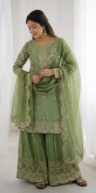 ZSR 3167 Green Fendy Silk Salwar Suitwith Embroidery Work & Lace Work. Now at just ₹2149. Delivery 4-6 Working Days. Shop now. | Jump Suits, Salwar suit, Casual Suits, Creative suits, Designer Suits, Palazzo Suits, Party Wear Suits, Patiala Suits, Straight Suits