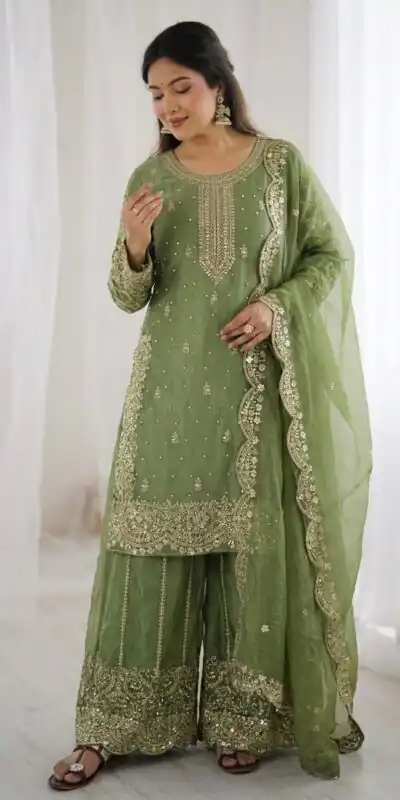 ZSR 3167 Green Fendy Silk Salwar Suitwith Embroidery Work & Lace Work. Now at just ₹2149. Delivery 4-6 Working Days. Shop now. | Jump Suits, Salwar suit, Casual Suits, Creative suits, Designer Suits, Palazzo Suits, Party Wear Suits, Patiala Suits, Straight Suits