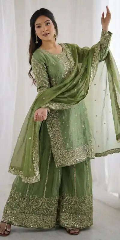 ZSR 3167 Green Fendy Silk Salwar Suitwith Embroidery Work & Lace Work. Now at just ₹2149. Delivery 4-6 Working Days. Shop now. | Jump Suits, Salwar suit, Casual Suits, Creative suits, Designer Suits, Palazzo Suits, Party Wear Suits, Patiala Suits, Straight Suits