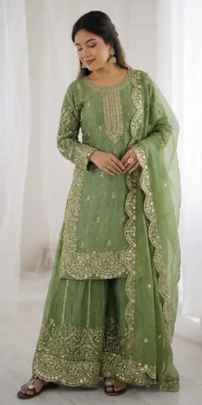 ZSR 3167 Green Fendy Silk Salwar Suitwith Embroidery Work & Lace Work. Now at just ₹2149. Delivery 4-6 Working Days. Shop now. | Jump Suits, Salwar suit, Casual Suits, Creative suits, Designer Suits, Palazzo Suits, Party Wear Suits, Patiala Suits, Straight Suits