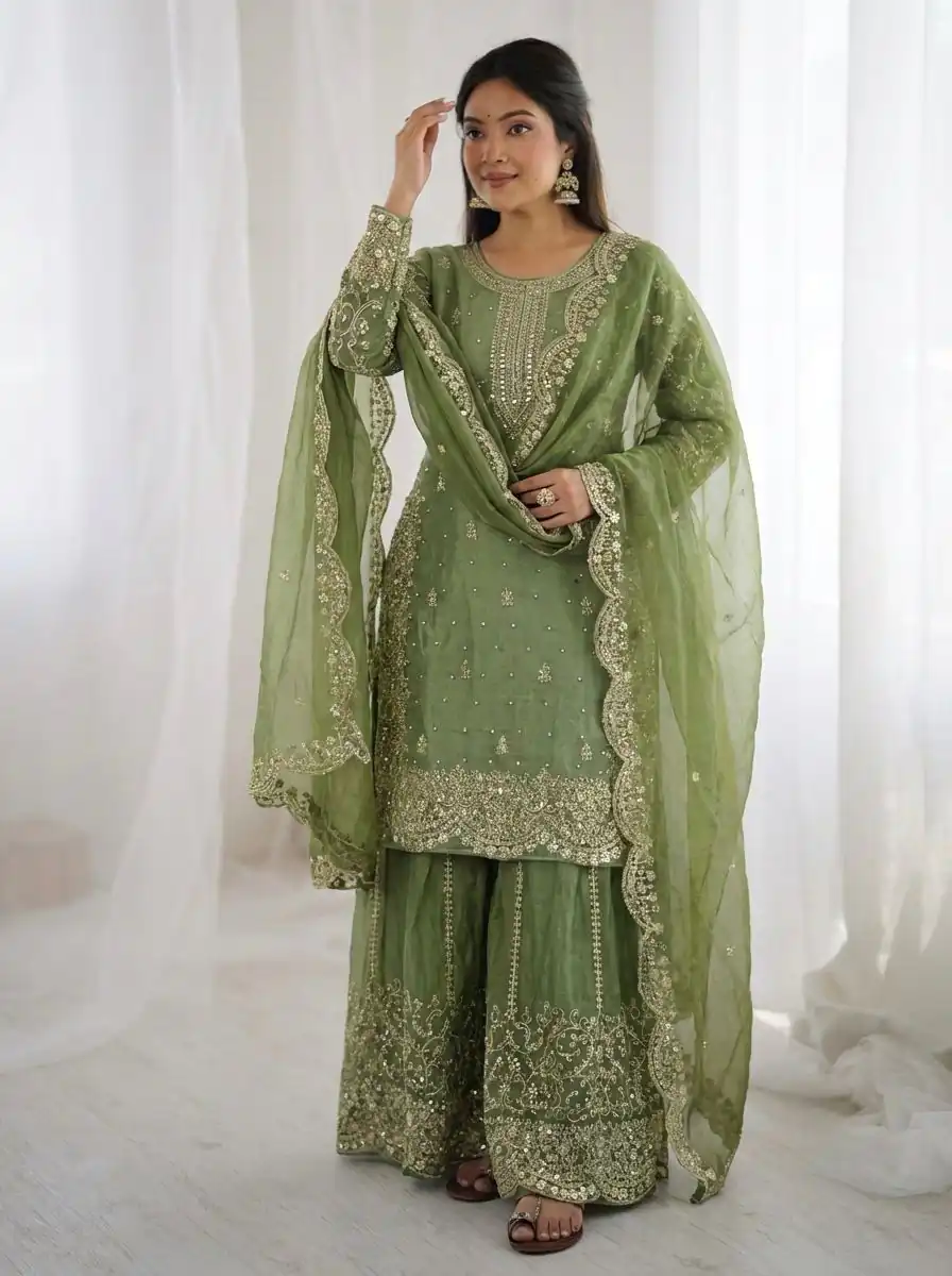 ZSR 3167 Green Fendy Silk Salwar Suitwith Embroidery Work & Lace Work. Now at just ₹2149. Delivery 4-6 Working Days. Shop now. | Jump Suits, Salwar suit, Casual Suits, Creative suits, Designer Suits, Palazzo Suits, Party Wear Suits, Patiala Suits, Straight Suits