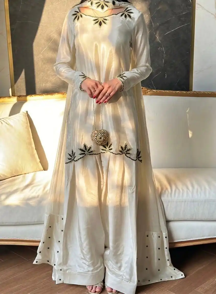 NF 1270 Off White Natural Crep Salwar Suit Brown with Embroidery Work. Exclusive Offer ₹1899. Delivery 4-6 Working Days. Shop now. | Jump Suits, Salwar suit, Casual Suits, Creative suits, Designer Suits, Palazzo Suits, Party Wear Suits, Patiala Suits, Straight Suits