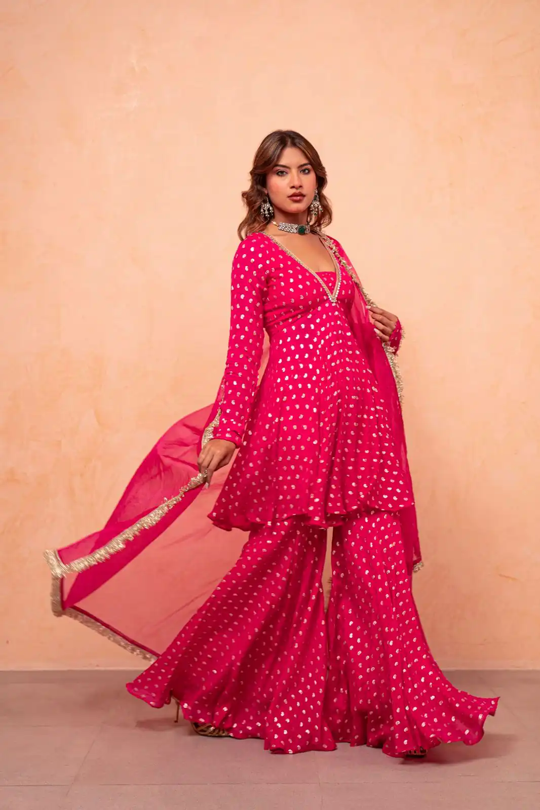 ZSR 3173 Pink Chanderi Jacquard Butti Salwar Suit with Mirror Work & Lace Work. Festive Deal ₹2049. Delivery 4-6 Working Days. Shop now. | Jump Suits, Salwar suit, Casual Suits, Creative suits, Designer Suits, Palazzo Suits, Party Wear Suits, Patiala Suits, Straight Suits