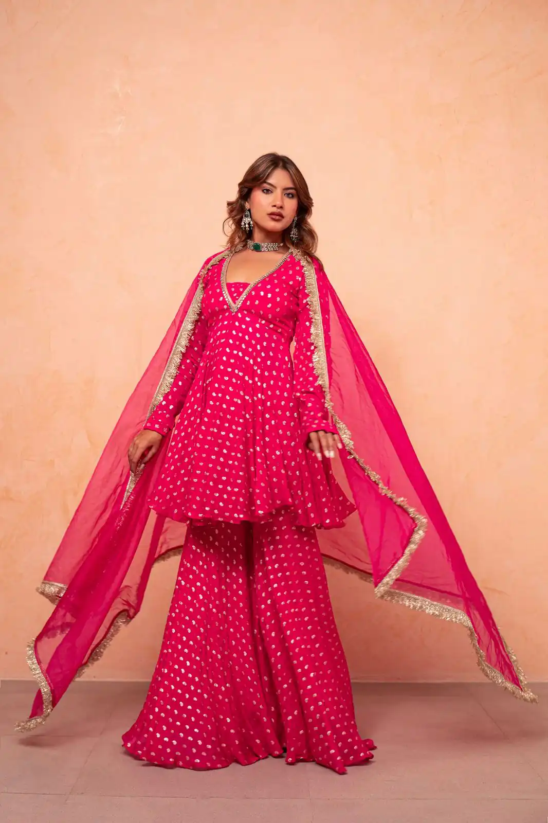 ZSR 3173 Pink Chanderi Jacquard Butti Salwar Suit with Mirror Work & Lace Work. Festive Deal ₹2049. Delivery 4-6 Working Days. Shop now. | Jump Suits, Salwar suit, Casual Suits, Creative suits, Designer Suits, Palazzo Suits, Party Wear Suits, Patiala Suits, Straight Suits