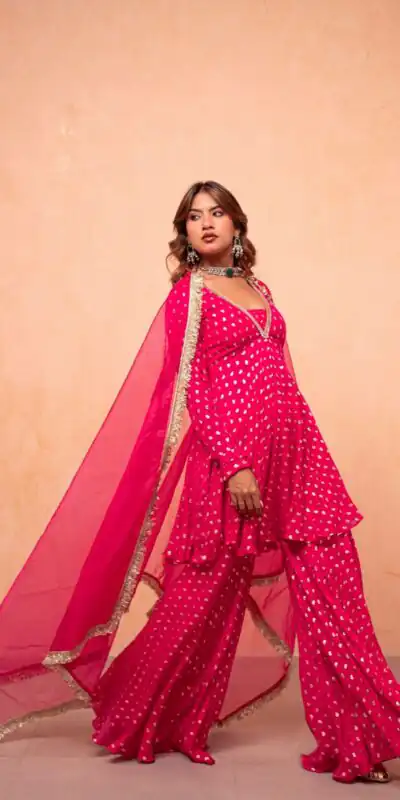 ZSR 3173 Pink Chanderi Jacquard Butti Salwar Suit with Mirror Work & Lace Work. Festive Deal ₹2049. Delivery 4-6 Working Days. Shop now. | Jump Suits, Salwar suit, Casual Suits, Creative suits, Designer Suits, Palazzo Suits, Party Wear Suits, Patiala Suits, Straight Suits